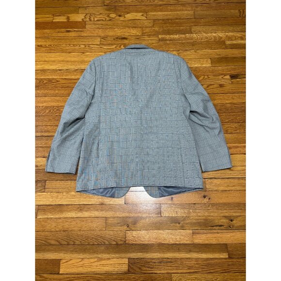 Perry Ellis Portfolio Mens Blazer Jacket Sz 44R Gray Glen Check 2 Btn Sport Coat - Picture 7 of 7